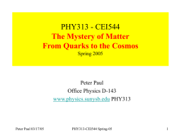PHY313 - CEI544 The Mystery of Matter From Quarks to the