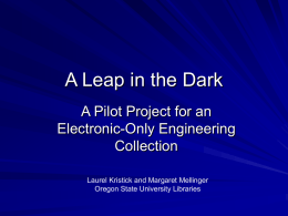 A Leap in the Dark - Oregon State University