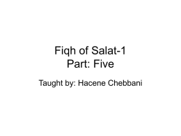 Fiqh of Salat-1 Part: Five