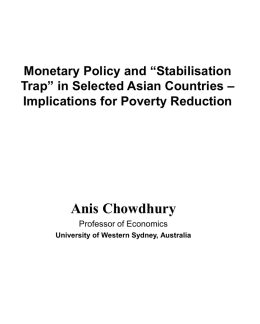 Poverty Reduction and the &ldquo;Stabilisation Trap&rdquo; &ndash; The Role