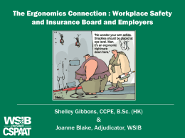 The Role of the Ergonomist at the WSIB