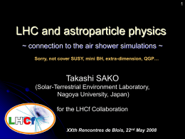 LHC and astroparticle physics - Gruppo1