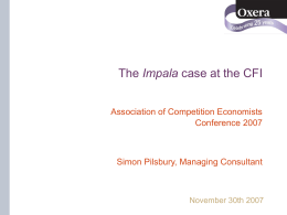 The Impala case at the CFI