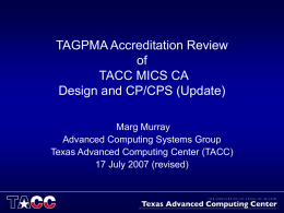 TAGPMA Accreditation Review of TACC Root CA, TACC Classic