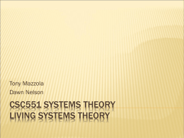 CSC551 Systems Theory Living System Theory