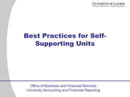 UIC Professional Development Conference Self Supporting Units