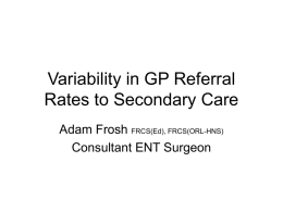 Variability in GP Referral Rates to Secondary Care