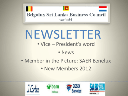NEWSLETTER - Belgolux Sri Lanka Business Council