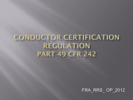 CONDUCTOR CERTIFICATION UPADTE