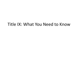 Title IX-What You Need to Know