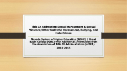 Title IX Addressing Sexual Harassment & Sexual Violence
