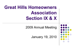 Great Hills Homeowners Association Section IX & X
