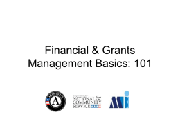 Financial & Grants Management Basics: 101