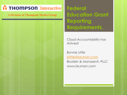 Federal Education Grant Reporting Requirements.