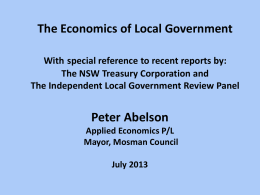 The Economics of Local Government With special reference