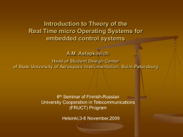 Introduction to Theory of Real TimemicroOperational System