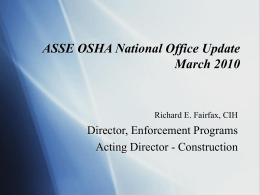 FY 2010 (Oct 1 – Feb 14) Federal OSHA Inspection Data