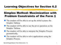 5.4 Simplex method: maximization with problem constraints