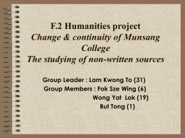 F.2 Humanities project Change & continuity of Munsang