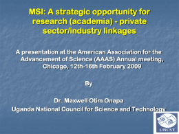 MSI: A strategic opportunity for research (academia