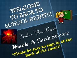 WELCOME TO BACK TO SCHOOL NIGHT!!!