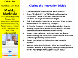 Closing the Innovation Divide CoR Opinion on the Request
