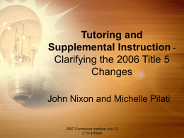 Rehabilitation – The Rules for Tutoring and Learning