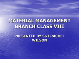 MATERIALS MANAGEMENT BRANCH CLASS VIII