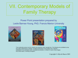 VII. Contemporary Models of Family Therapy