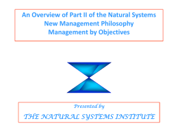 An Overview of Natural Systems New Management Philosophy