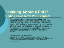 Finding a Research PhD Program Presentation