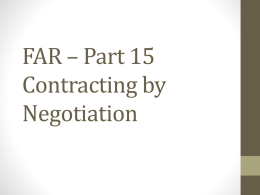 FAR – Part 15 Contracting by Negotiation