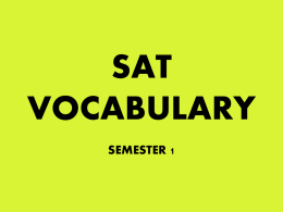 SAT VOCABULARY - Mrs Stewart's English Class