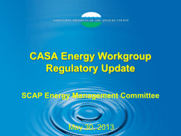 CASA Energy Workgroup Regulatory Update