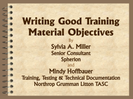 Writing Good Training Material Objectives