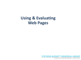 Searching for and Evaluating Web pages