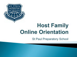 Host Family Online Orientation - Saint Paul Preparatory School