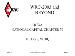 WRC-2003 and BEYOND