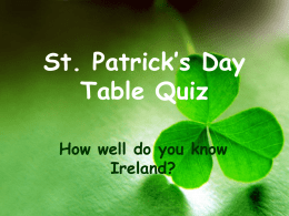 St. Patrick’s Day Table Quiz