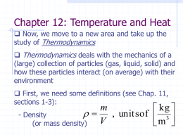 Chapter 12: Temperature and Heat