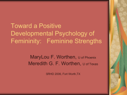 Toward a Positive Developmental Psychology of Femininity