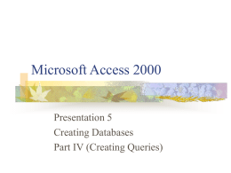 Microsoft Access 2000 - University of Southern Mississippi
