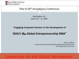 Global Entrepreneurship MBA