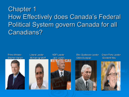 Chapter 1 How Effectively does Canada’s Federal Political