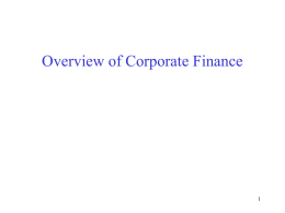OVERVIEW OF FINANCE - University of Pittsburgh