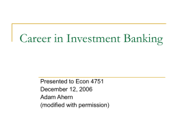 Career in Investment Banking
