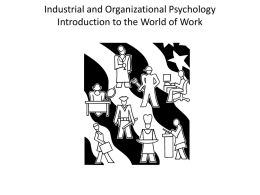 Industrial and Organizational Psychology Introduction to
