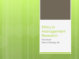 Ethics in Research - Universitas Brawijaya