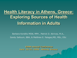 Health Literacy in Greece: Exploring Sources of Health