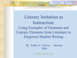 Literary Imitation as Instruction for Personal Writing